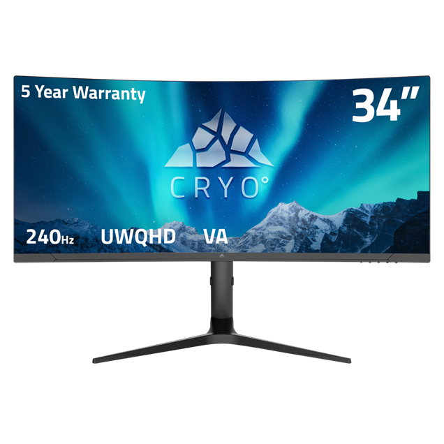 Cryo Vision 34 inch Curved Ultrawide 1440p 240hz Gaming Monitor